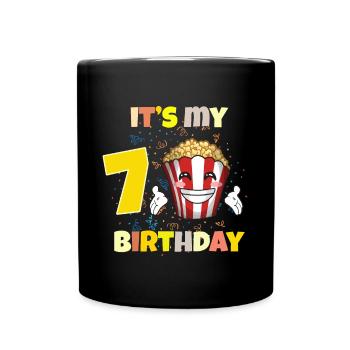Es ist mein 7. Geburtstag - Tasse einfarbig - Schwarz - Vorne
