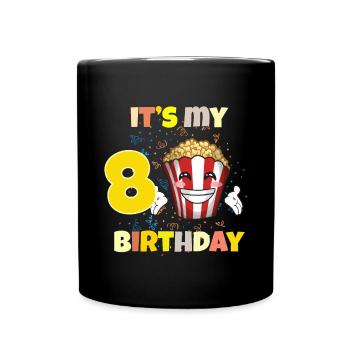 Es ist mein 8. Geburtstag - Tasse einfarbig - Schwarz - Vorne