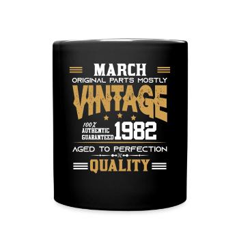Vintage Aged To Perfection March 1982 - Tasse einfarbig - Schwarz - Vorne