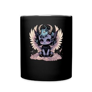 Niedliches Dämonenmädchen - Kawaii Anime Baby - Tasse einfarbig - Schwarz - Vorne