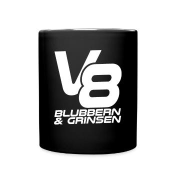 V8 - Blubbern & Grinsen - Tasse einfarbig - Schwarz - Vorne