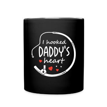 I Hooked Daddy's Heart Fishing Father's Day - Tasse einfarbig - Schwarz - Vorne