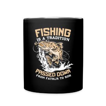Fishing Dad Father and Son Ocean Father's Day - Tasse einfarbig - Schwarz - Vorne