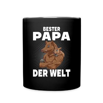 Bester Papa der Welt Vatertag Vater Wildschwein - Tasse einfarbig - Schwarz - Vorne