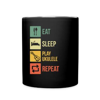 Ukulele Ukulele-Spieler Ukulelist - Tasse einfarbig - Schwarz - Vorne