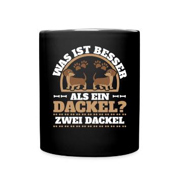 Was Ist Besser Als Ein Dackel Zwei Dackel - Full Colour Mug - black - Front