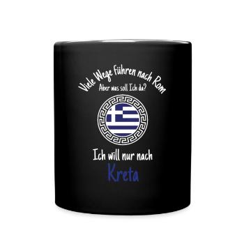Urlaub auf Kreta Fernweh Reise Urlaub Geschenk - Tasse einfarbig - Schwarz - Vorne