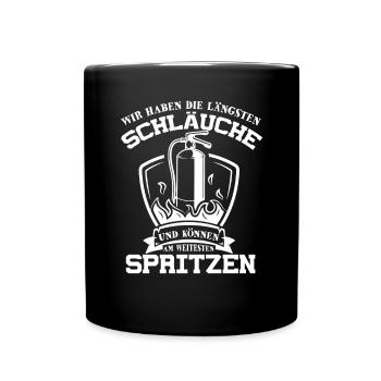 Versauter Humor Feuerwehrmann Spruch Geschenk - Tasse einfarbig - Schwarz - Vorne