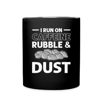 Je cours sur la caféine, les décombres - Mug uni - noir - Devant