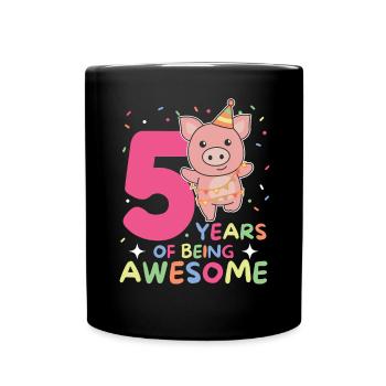 Cochon pour les 5 ans Enfants de cinq ans - Mug uni - noir - Devant