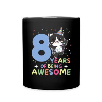 8th birthday cat Children eight years old - Full Colour Mug - black - Front