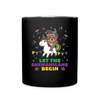 Mardi Gras Bear with Unicorn Carnival Costume - Full Colour Mug - black - Front