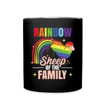 Regenbogenschafe - Tasse einfarbig - Schwarz - Vorne