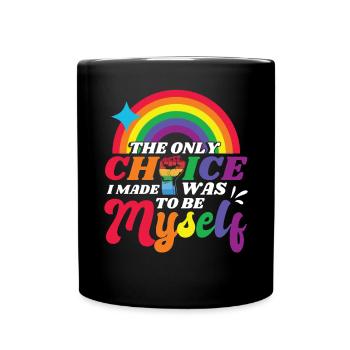 Rainbow Flag LGBTQ Gay Lesbian Pride - Full Colour Mug - black - Front