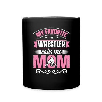 Mon lutteur préféré m’appelle maman lutte maman - Mug uni - noir - Devant