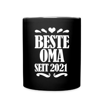 Beste Oma seit 2021 - Oma Spruch Geschenk - Tasse einfarbig - Schwarz - Vorne