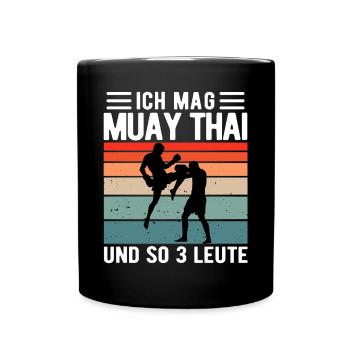 Muay Thai Kampfsport Thai Boxen Geschenk lustig - Tasse einfarbig - Schwarz - Vorne