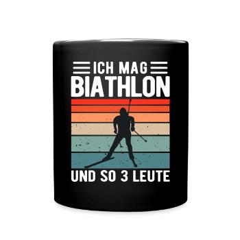 Biathlon Biathlet Wintersport lustiger Spruch - Tasse einfarbig - Schwarz - Vorne