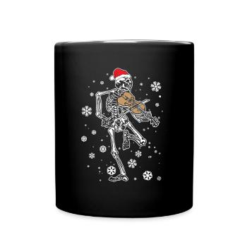 Squelette de violon avec violon chapeau de Noël - Mug uni - noir - Devant