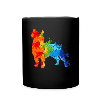 Éclaboussures de couleur colorées Français Bulldog - Mug uni - noir - Devant