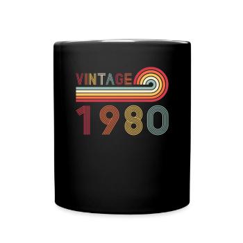 Funny Vintage Born in 1980 Birthday - Full Colour Mug - black - Front
