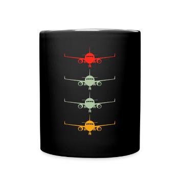 Aviation Flugzeug fliegende Fluggesellschaft Funny Vintage Pil - Tasse einfarbig - Schwarz - Vorne