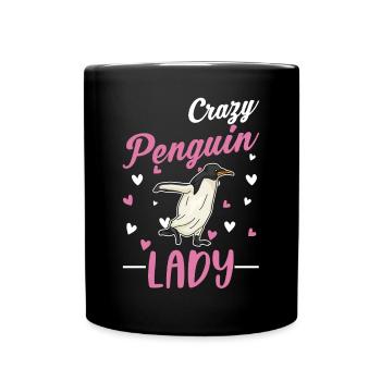 Crazy Penguin lady Pinguin - Full Colour Mug - black - Front