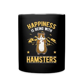 Hamster Glück Hamsterrad Goldhamster - Tasse einfarbig - Schwarz - Vorne