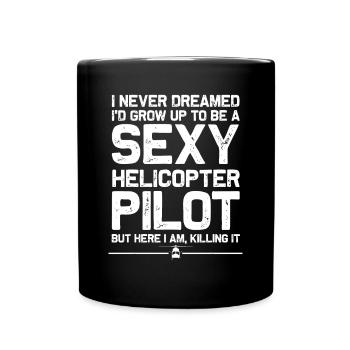 Drôle Hélicoptère Cadeau Hommes Femmes Cool Sexy Helicopt - Mug uni - noir - Devant