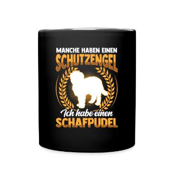 Schafpudel Schutzengel altdeutscher Hütepudel - Tasse einfarbig - Schwarz - Vorne