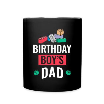 Father of birthday boy builds building blocks - Full Colour Mug - black - Front