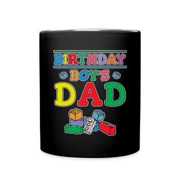 Le père d’un garçon d’anniversaire construit des blocs de construction - Mug uni - noir - Devant
