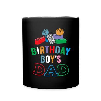 Father of birthday boy builds building blocks - Full Colour Mug - black - Front