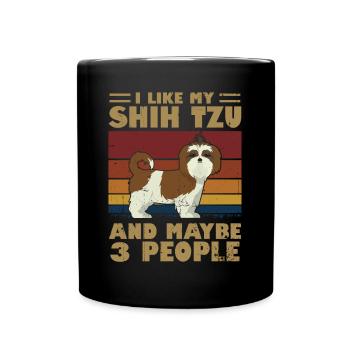 Shih Tzu - Tasse einfarbig - Schwarz - Vorne