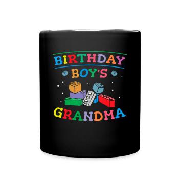 Birthday Kids Grandma Building Blocks - Full Colour Mug - black - Front