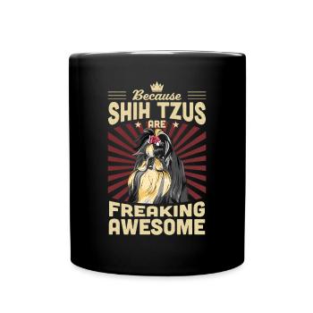 Shih Tzu - Tasse einfarbig - Schwarz - Vorne