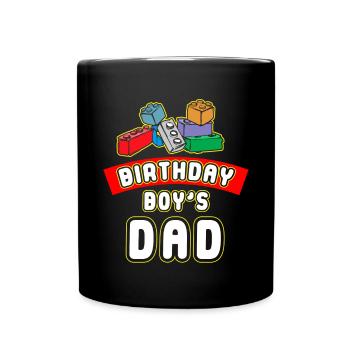Father of birthday boy builds building blocks - Full Colour Mug - black - Front