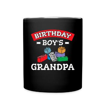 Birthday boy Grandpa building blocks - Full Colour Mug - black - Front