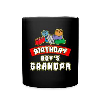Birthday boy Grandpa building blocks - Full Colour Mug - black - Front