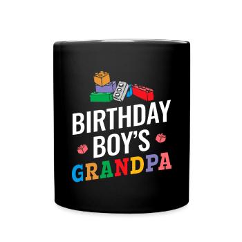 Birthday boy Grandpa building blocks - Full Colour Mug - black - Front