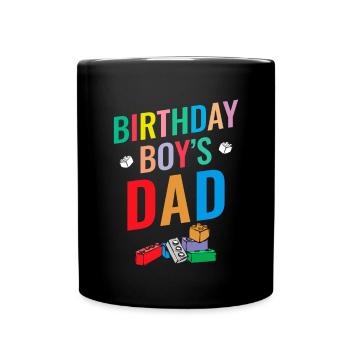 Father of birthday boy builds building blocks - Full Colour Mug - black - Front