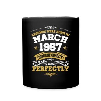 Vintage Aged To Perfection March 1957 - Full Colour Mug - black - Front