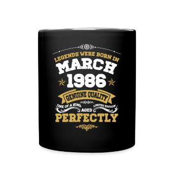 Vintage Aged To Perfection March 1986 - Tasse einfarbig - Schwarz - Vorne