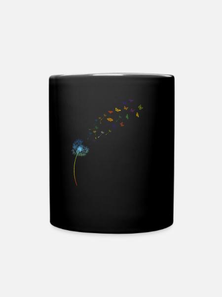 Pusteblume mit Schmetterling Motiv - Tasse einfarbig - Schwarz