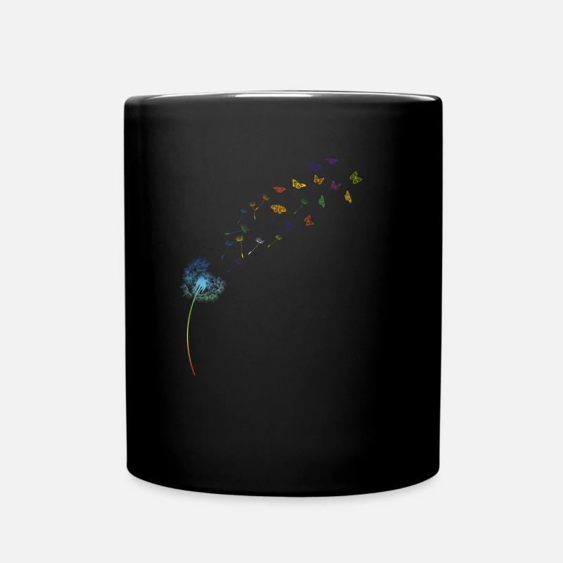 Pusteblume mit Schmetterling Motiv - Tasse einfarbig - Schwarz