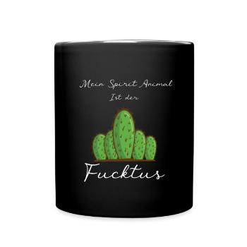 Fucktus Kaktus Mittelfinger Statement - Tasse einfarbig - Schwarz - Vorne