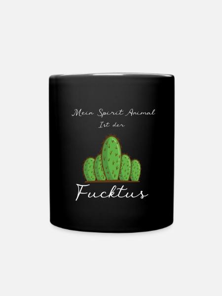 Fucktus Kaktus Mittelfinger Statement - Tasse einfarbig - Schwarz