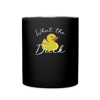 What The Duck - Lustiges Ente Gummiente Spruch - Tasse einfarbig - Schwarz - Vorne