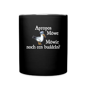 Lustiger Möwe Spruch Norddeutsch Plattdeutsch - Tasse einfarbig - Schwarz - Vorne