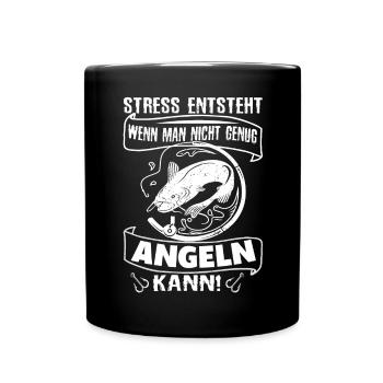 Angeln Spruch Angelsport Geschenk Angelschein - Tasse einfarbig - Schwarz - Vorne